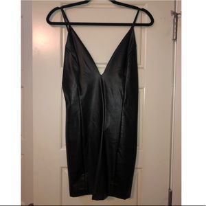 Forever 21 black faux leather dress, size M
